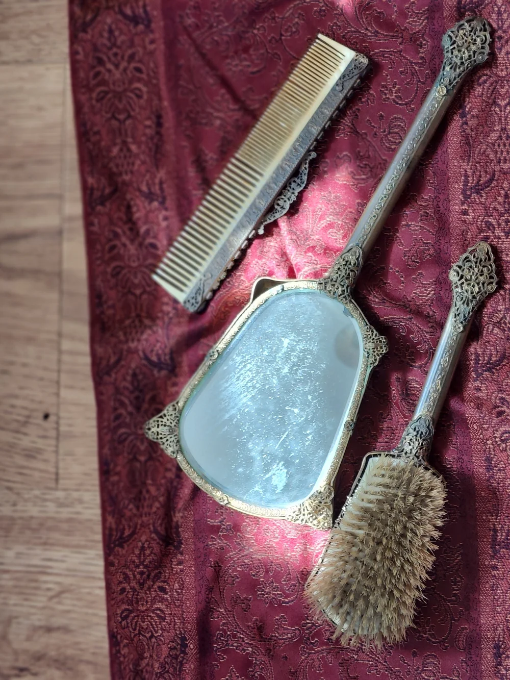 Antique Empire Art Gold 3 Piece Vanity Set